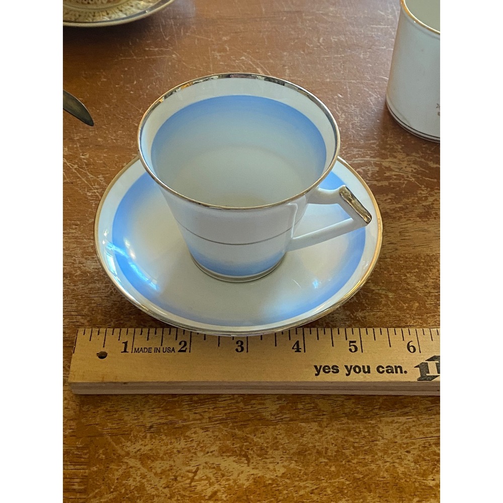Royal York Blue Ombre Gold Trim Bone China Tea Cup Saucer Set England Vintage - Picture 15 of 16
